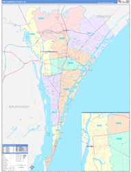 New Hanover County, NC Wall Map Color Cast Style 2024